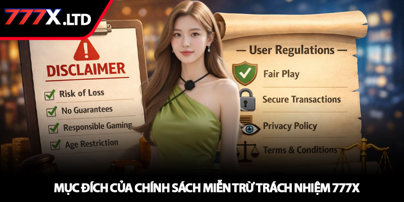 Miễn trừ trách nhiệm 777x - Quy định sử dụng minh bạch 2 Mục đích của chính sách miễn trừ trách nhiệm 777x